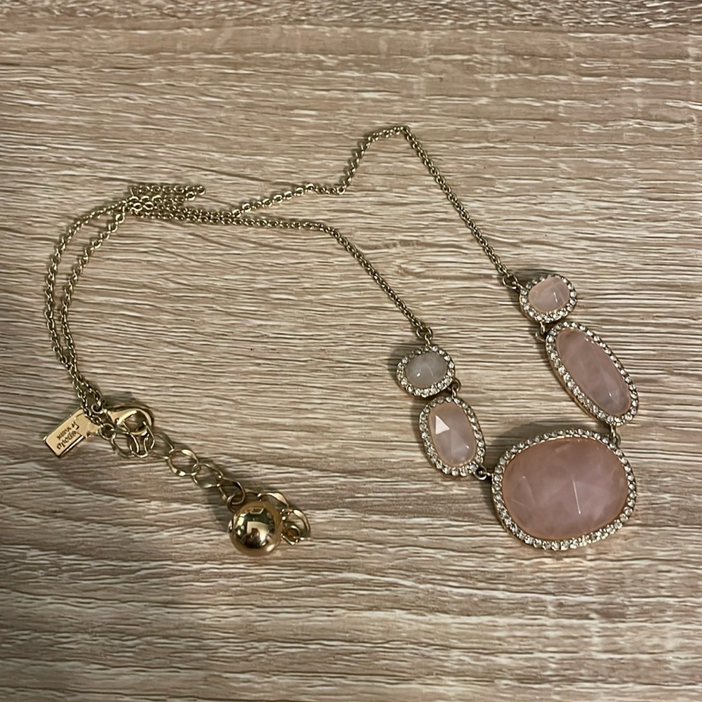Kate Spade Pink Stone Necklace with Diamond Detail